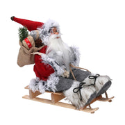 Woven Santa Claus on red-grey sleigh 33x12h30 cm
