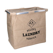 Foldable double beige sack fabric basket cm 54x34,5h50,5