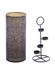 Elegant Icelyn Black-Gold Tealight Set of 4