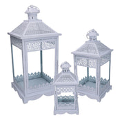 Metal lantern 1-3 matt white silver squared cm24x24h52,5