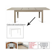 White extendable dining table entirely in melamine wood 90x160-240 cm