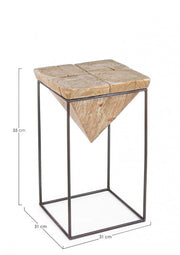 Steel stool with seat in PRISMY fir wood 31x31xh.55 cm