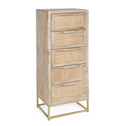 Chest of 5 drawers in natural wood in vintage style