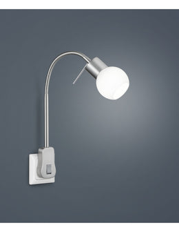 Adjustable Led Wall Lamp Fred Nickel And White Glass Trio Lighting