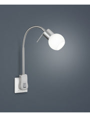 Adjustable Led Wall Lamp Fred Nickel And White Glass Trio Lighting