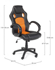 Office armchair with black-orange Racing bracelets in imitation leather