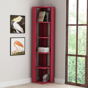 Corner bookcase Nati bordeaux 5 shelves