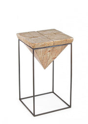 Steel stool with seat in PRISMY fir wood 31x31xh.55 cm