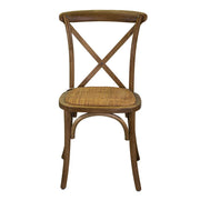 Cross wood chair brown stackable weaving seat cm50x50h46.5 - 88