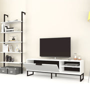TV cabinet with bookcase 5 shelves white 70x30xh.180 cm
