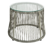 Salento coffee table in gray outdoor wicker and glass