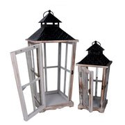 Rectangular bleached wooden lantern 1-2 cm28x28h65