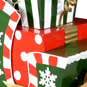 Metal sled with dark green presents cm64x34h150