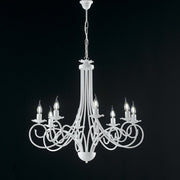 Suspension chandelier in shabby white iron eight lights 67x h68 cm