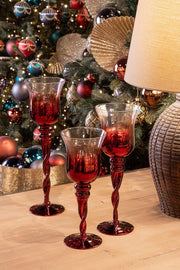 Set of 2 Red Artha Chalice Candle Holders