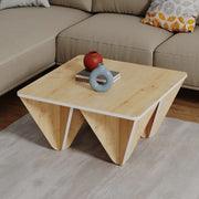 Diamond square design table for living room oak