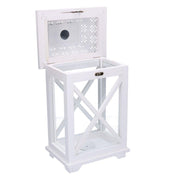 Rectangular white metal wooden lantern cm23x17h45