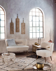 Fusion style white wooden coffee table Ø50a - 35h