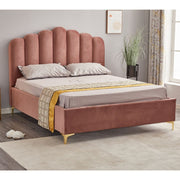 Artu Pink Upholstered Storage Bed with Embellished Headboard and Included Bed Base 160x190 cm