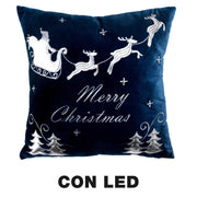Fabric led cushion with blue reindeer cm40x40x12