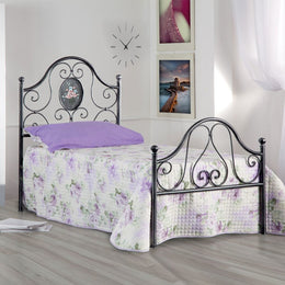 Single iron bed with Black Gold footboard LORY 95x208x h130 cm