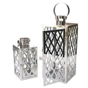 Square silver metal lantern 1-2 cm14x14h33