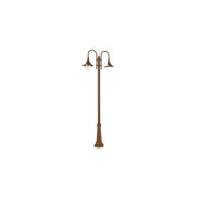 Lamp post 2 lights structure in rust-colored die-cast aluminum h.230 cm