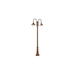 Lamp post 2 lights structure in rust-colored die-cast aluminum h.230 cm