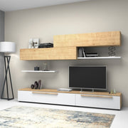 Storage wall in white larch oak 260x42xh.220 cm