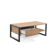 Coffee table with drawer in anthracite oak cm 100x 55 x 40 h