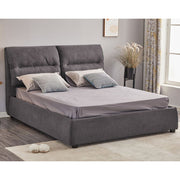 Dark Grey Safira Fabric Double Storage Bed 173x214.5x112 cm