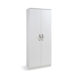 White mobile shoe cabinet with two multipurpose doors 6 shelves cm182x71x38
