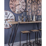 Steel console with wooden top BLOCKS 153x44 h76 cm