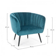 Classic Armchair in Peacock Blue Velvet