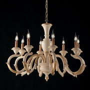 Chandelier in ivory wood and gold leaf eight lights 93x h65 cm