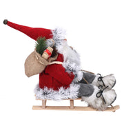 Woven Santa Claus on red-grey sleigh 33x12h30 cm