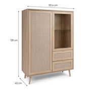 Sideboard two doors two drawers two doors wicker effect BALI 101.5x 40x h139 cm