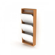Slim white bamboo shoe rack 50x15x124 cm h
