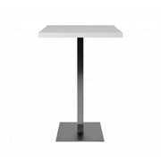 Square high table 105 cm white top and chrome base 70x70xh.105 cm