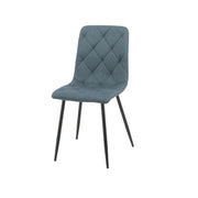 Blue Upholstered Okar Chair with Diamond Stitching