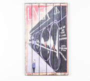 Print on wood with multicolor canvas 60x100 cm