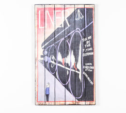 Print on wood with multicolor canvas 60x100 cm