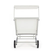 Cross cot with wheels in white aluminum