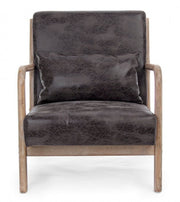 Faux leather armchair with vintage style cushion