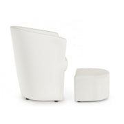 Leatherette armchair with removable pouf White RITA 64,5x 59,5x h78 cm