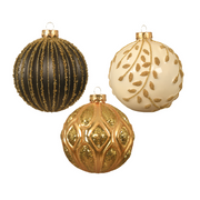 Assorted Christmas balls black - gold - white - gold - gold - gold Ø10 cm