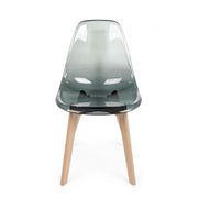 Easy smoked polycarbonate design chair with wooden feet