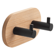 Bamboo/Black Double Round Coat Rack