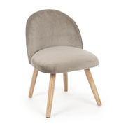 Adeline modern armchair in wood covered with dove gray velvet effect