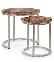Set of 2 modern wood and metal coffee tables Rafter